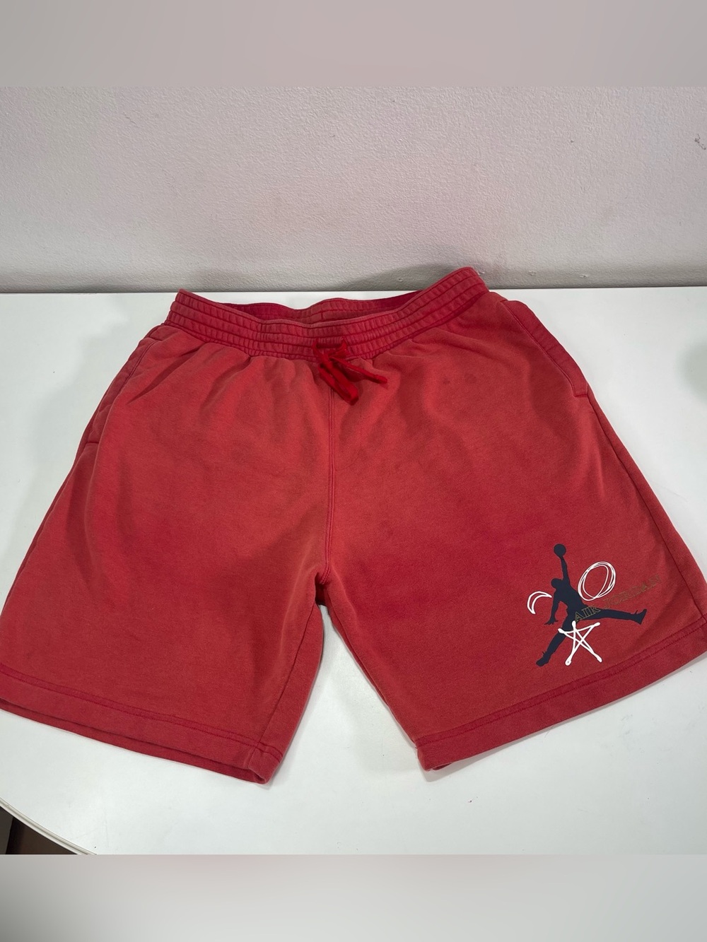 Air Jordan Shorts Mens Lg Red Logo Jumpman Fleece Gym Casual Athleisure